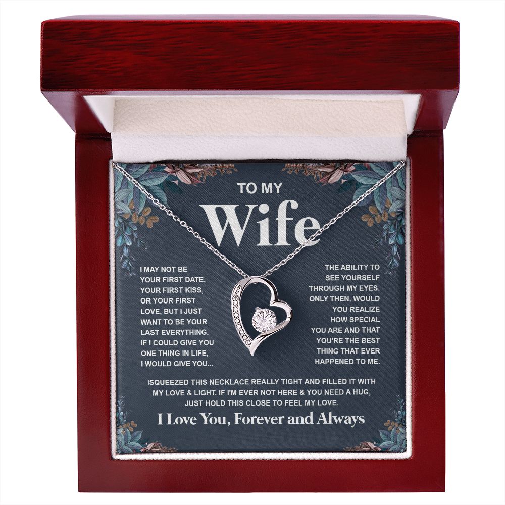 Couples Gifts Necklace To My Wife Necklace Anniversary Valentine Jewelry Romantic Gifts For My Wife Pendant Jewelry with Message Card and Box Necklaces for Women Valentines Day Happy Anniversary Wedding Present Forever Love