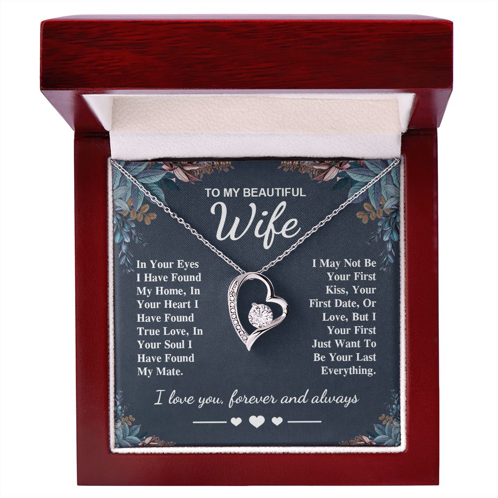 To My Beautiful Wife Necklace Gift, Soulmate for Wife Valentine Gifts from Husband, Birthday for Women, Soulmate Gifts, Message Card and Necklace Gifts Box Gift Box Styles on Birthday, Wedding, Anniversary, Valentine Forever Love