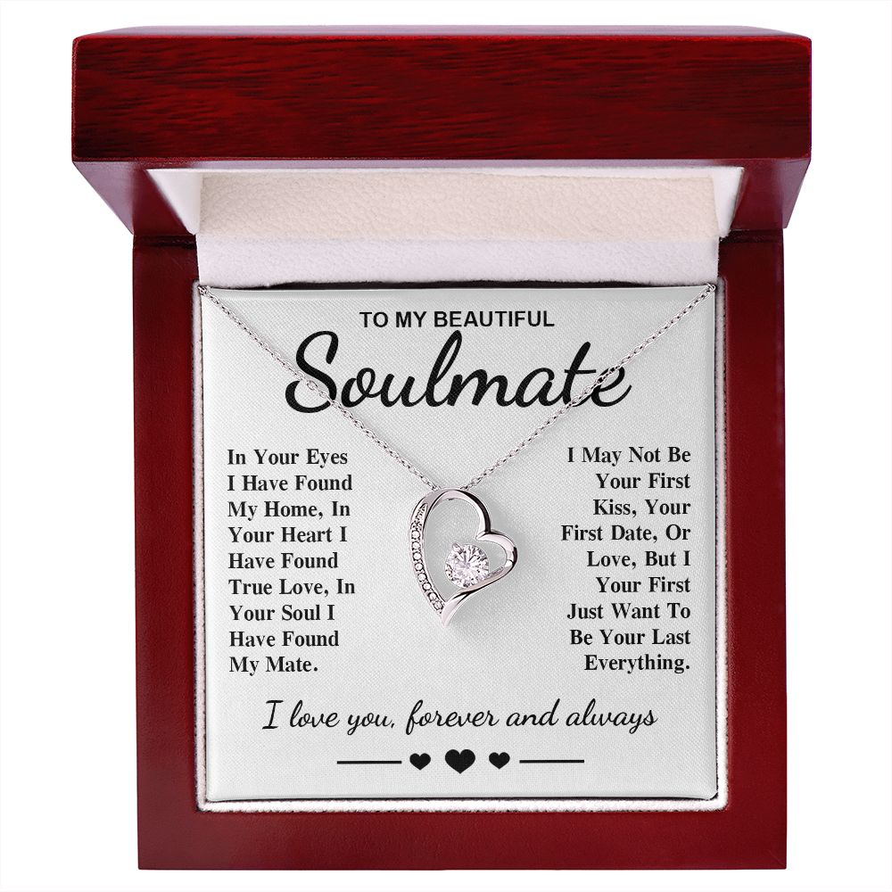 To My Beautiful Soulmate Necklace Gift, Soulmate for Wife Birthday Gifts from Husband, Anniversary for Women, Soulmate Gifts, Message Card and Necklace Gifts Box Gift Box Styles on Birthday, Wedding, Anniversary, Valentine Forever Love
