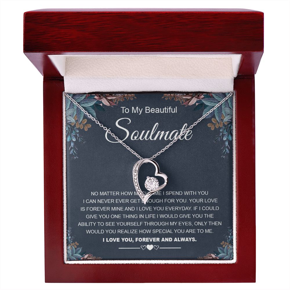 To My Beautiful Soulmate Necklace Gifts for Wife from Husband, Soulmate Valentine Gifts, Gift for Wife, Message Card and Necklace Gift Box Gift Box Styles on Birthday, Wedding, Anniversary, Valentine Forever Love