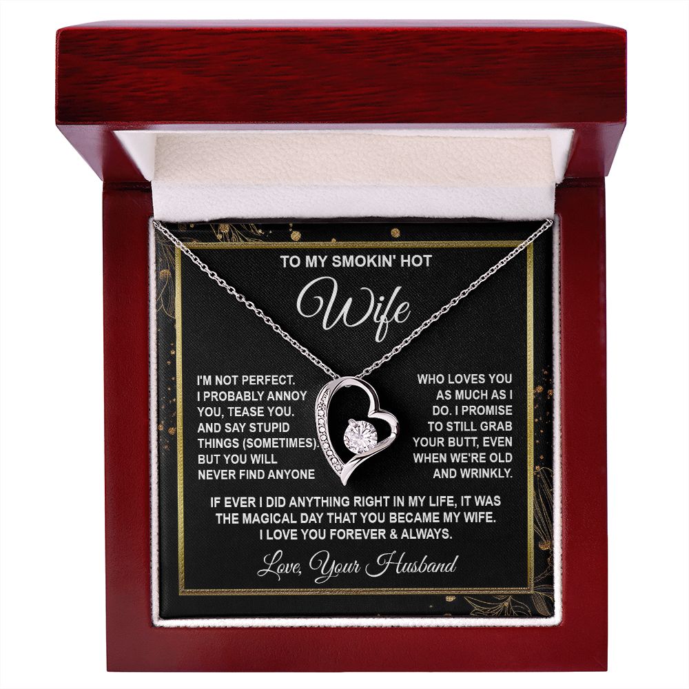 Wife Necklace Gifts from Husband, Anniversary Gifts for Wife from Husband, Wife Valentine Gift from Husband, To My Wife Necklace Message Card and Necklace Gifts Box Gift Box Styles on Birthday, Wedding, Anniversary, Valentine Forever Love