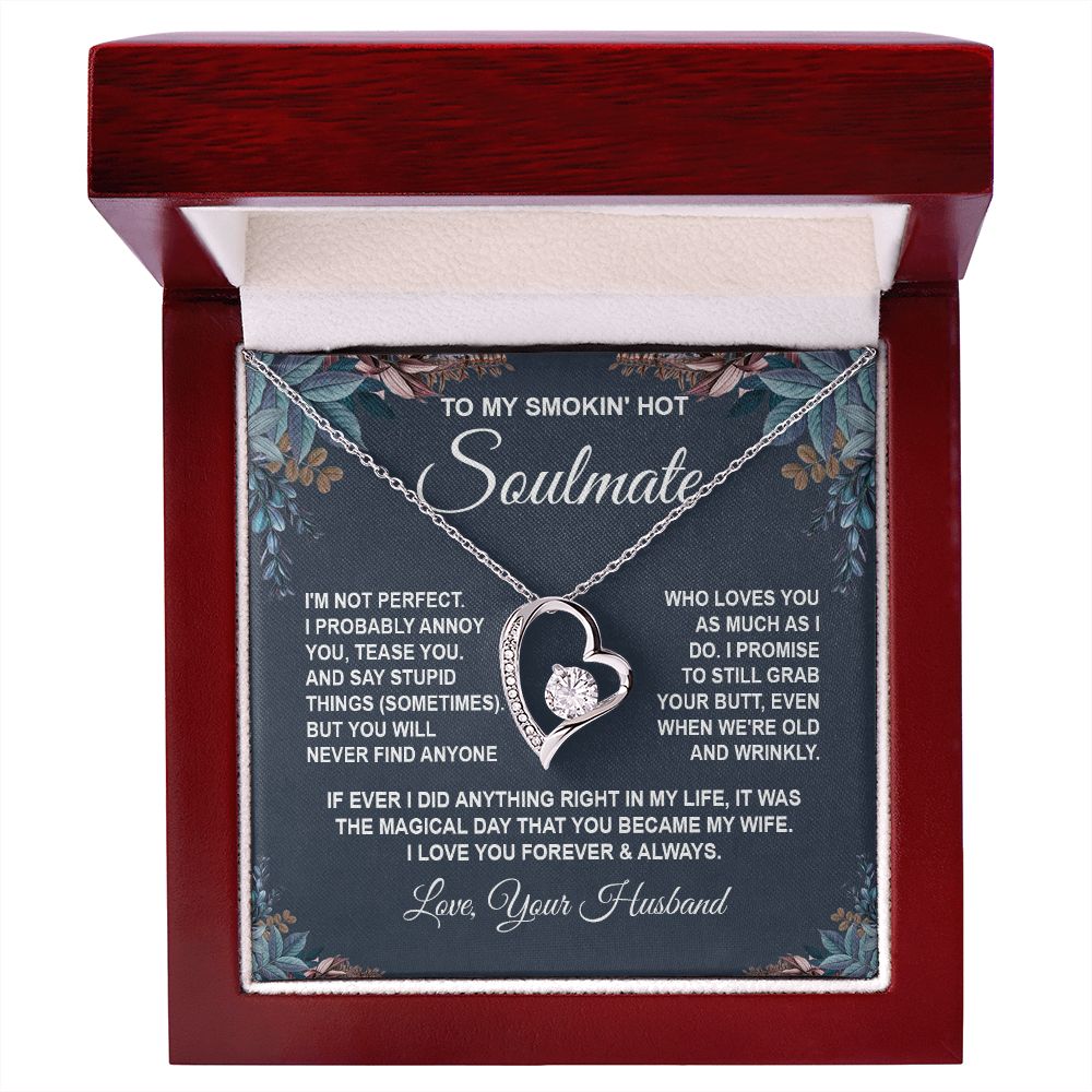 Soulmate Necklace Gifts from Husband, Anniversary Gifts for Wife from Husband, Wife Valentine Gifts from Husband, To My Wife Necklace Message Card and Necklace Gifts Box Gift Box Styles on Birthday, Wedding, Anniversary, Valentine Forever Love