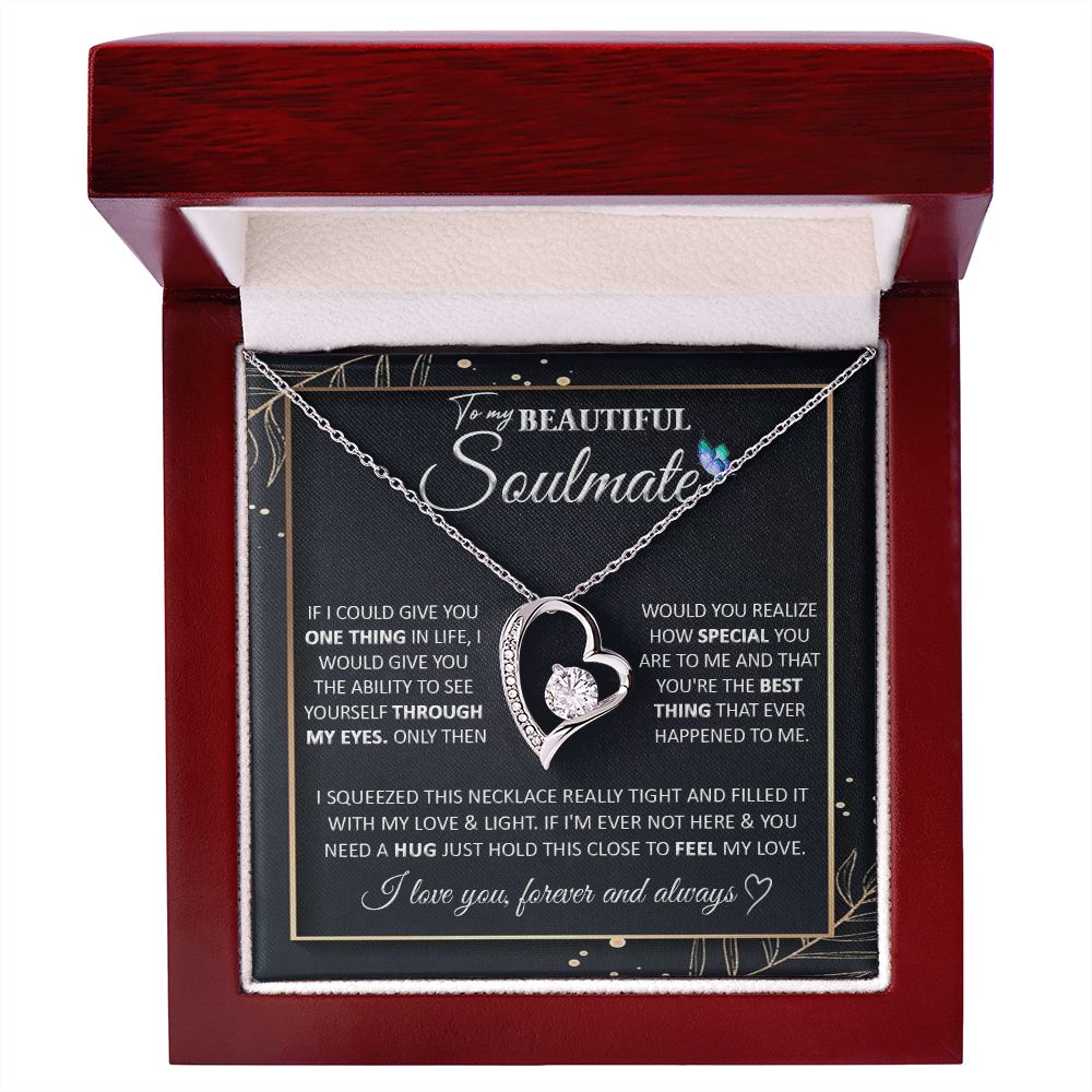 Couples Gifts To My Beautiful Soulmate Necklace From Husband, Wedding For Wife From Husband, Wife Wedding From Husband, To My Wife, Necklace Custom Name Message Card and Gift Box Styles on Birthday, Christmas, Wedding, Anniversary Forever Love
