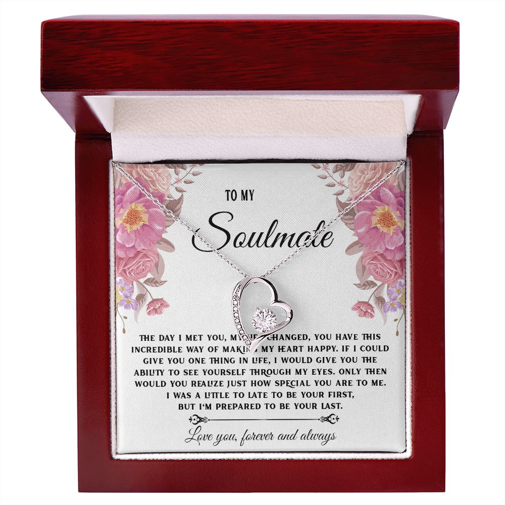 To My Soulmate Necklace, Necklaces For Wife from Husband, Soulmate Necklace to My Beautiful Wife, Necklace For Soulmate with Message Card and Necklace Gift Box Gift Box Styles on Birthday, Christmas, Wedding, Anniversary Forever Love