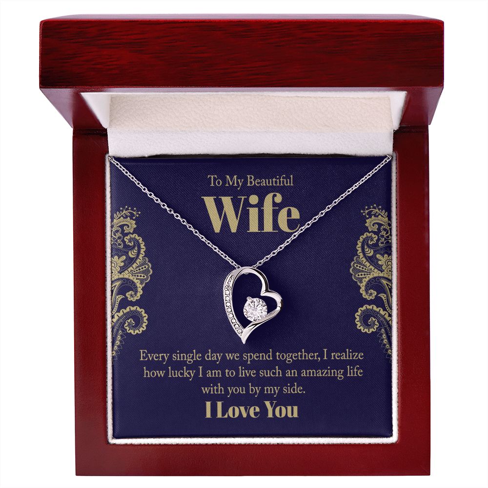 To My Beautiful Wife, Love Knot Necklace Gifts For Wife From Husband, To My Soulmate Necklace For Women, To My Wife Necklace Wedding Anniversary, I Love You, Meaningful Necklace Message Card and Gift Box Styles on Birthday, Christmas, Anniversary Forever
