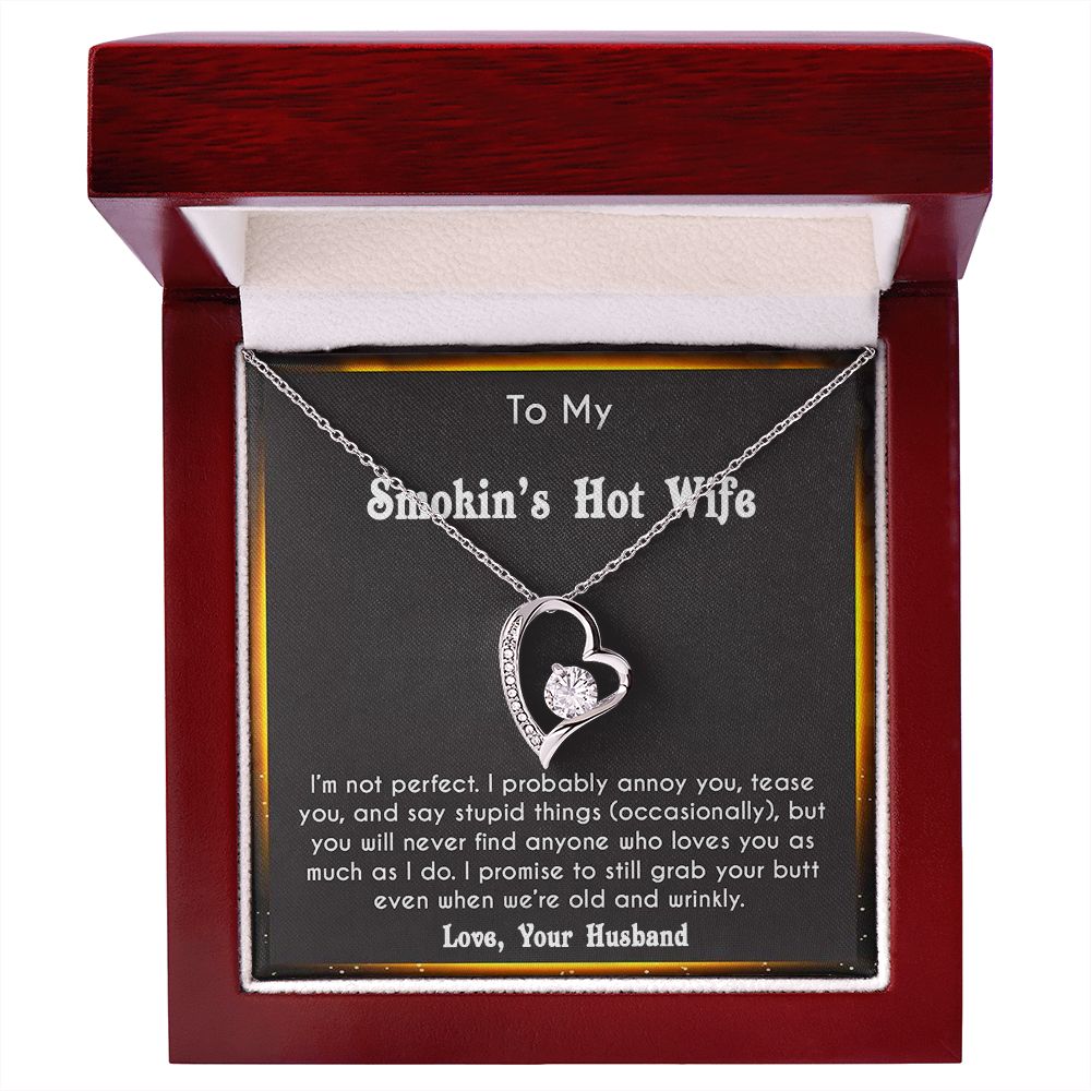 to My Smokin Hot Wife Necklace Future Wife Gifts, Promise Necklace For Her, Fiance Gifts For Her, Valentine Birthday Gifts For Future Wife With Message Card Box LED, Soulmate Necklace For Women, To My Wife Necklace Forever Love