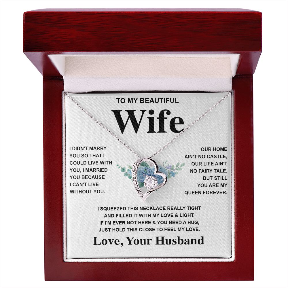Wife Necklace Gift From Husband To My Badass Wife Pendant Valentines Day Anniversary Jewelry with Message Card and Gift Box. Gift for Wife. Necklace Gift Set for Wife Message Card and Necklace Gifts Box Gift Box Styles Forever Love