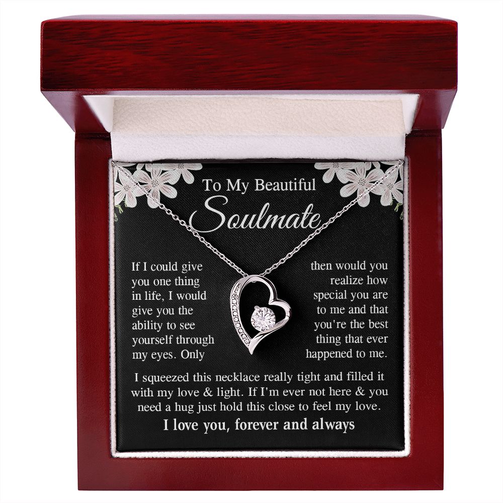 Soulmate Necklace Gift for Her, Soulmate Jewelry, Necklace for Future Wife, Wedding Valentine Jewelry for Wife Necklace Gifts from Husband - Soulmate Gift Necklace with Message Card and Gift Box Forever Love