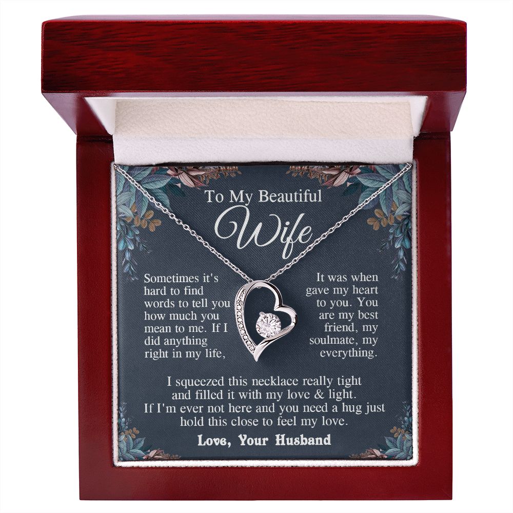 Wife Necklace from Husband, Valentine Romantic Gift for Wife from Husband to My Wife Necklaces for Wife Birthday Gifts, Wife Jewelry Necklace Message Card and Necklace Gift Box Gift Box Styles on Birthday, Wedding, Anniversary, Valentine Forever Love