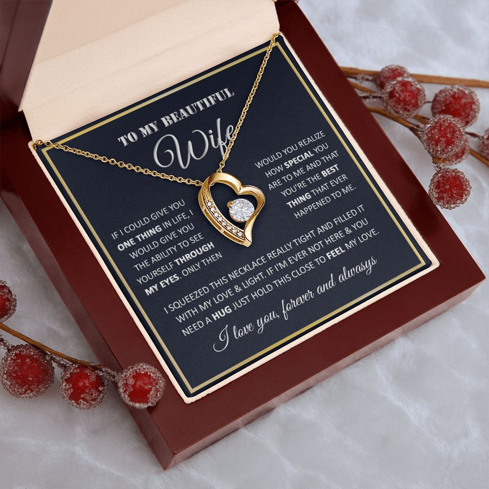 Couples Gifts, My Beautiful Wife Necklace Gifts From Husband, Wedding Anniversary For Wife From Husband, To My Beautiful Soulmate Necklace, Necklace Custom Name Message Card and Gift Box Styles on Birthday, Christmas, Wedding, Anniversary Forever Love