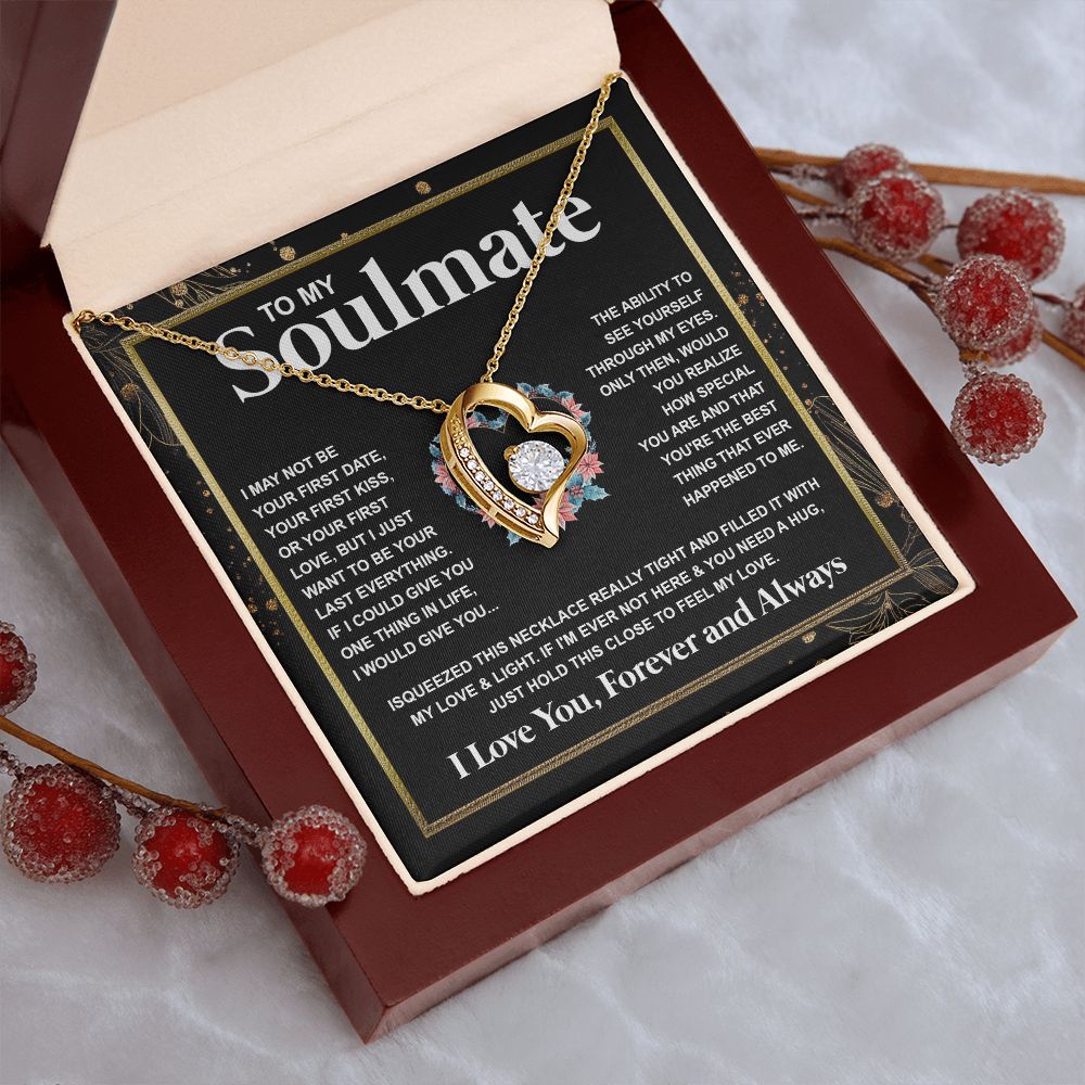 Couples Gifts Necklace To My Soulmate Necklace Anniversary Wedding Jewelry Romantic Gifts For My Wife Pendant Jewelry with Message Card and Box Necklaces for Women Valentines Day Happy Anniversary Wedding Present Forever Love