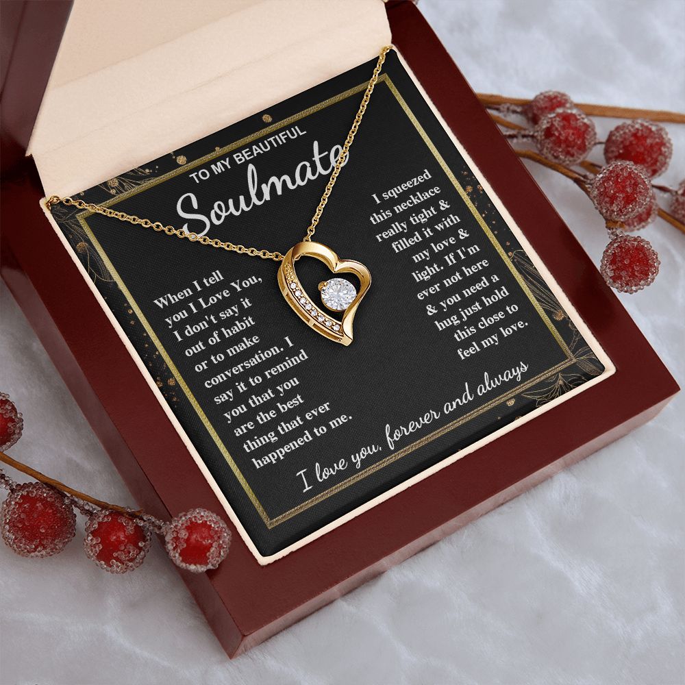 To My Beautiful Soulmate Necklace Gift for Her, Soulmate for Wife Valentine Gifts from Husband, Wedding for Women, Soulmate Gifts, Message Card and Necklace Gifts Box Gift Box Styles on Birthday, Wedding, Anniversary, Valentine Forever Love