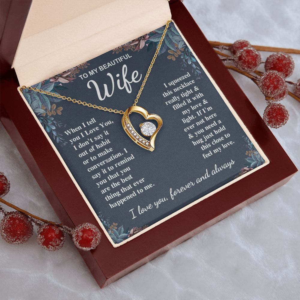To My Beautiful Wife Necklace Gift for Her, Soulmate for Wife Valentine Gifts from Husband, Birthday for Women, Soulmate Gifts, Message Card and Necklace Gifts Box Gift Box Styles on Birthday, Wedding, Anniversary, Valentine Forever Love