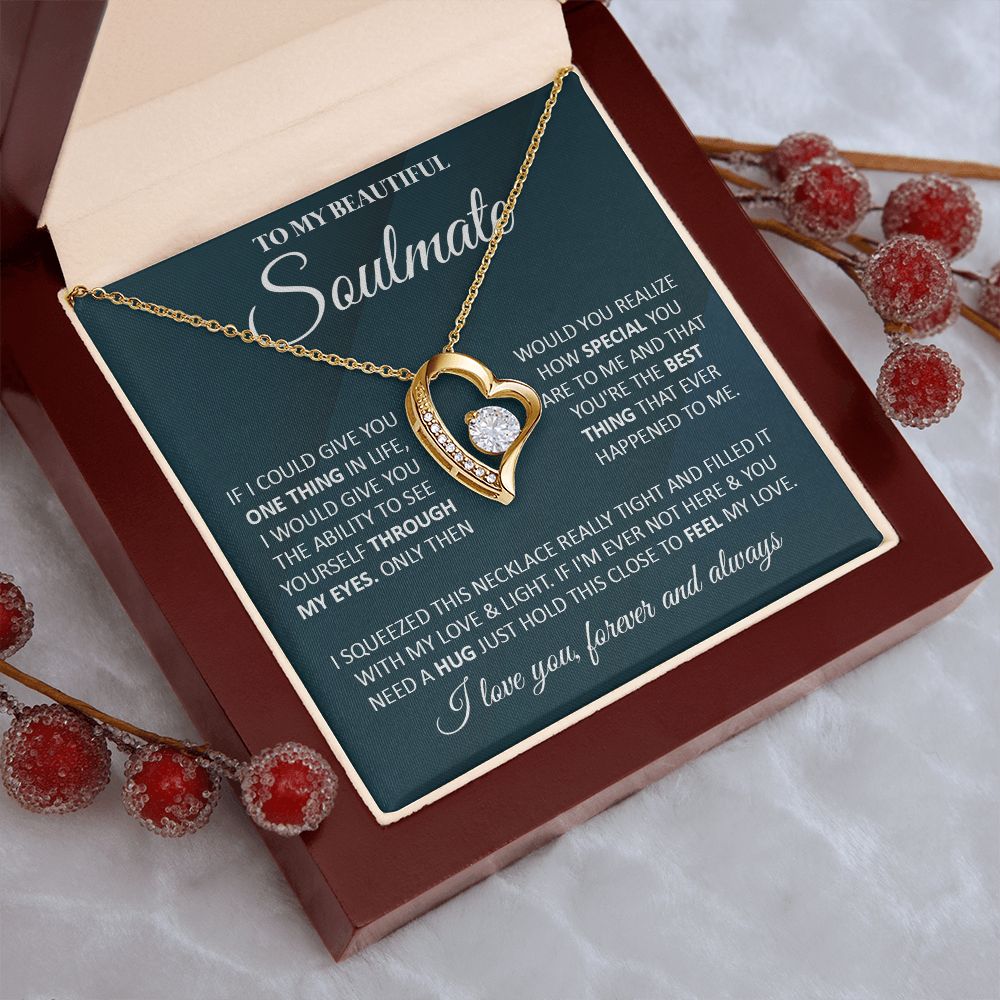 Couples Gifts, To My Beautiful Soulmate Necklace From Husband, Valentine For Wife From Husband, Wife Wedding From Husband, To My Wife, Necklace Custom Name Message Card and Gift Box Styles on Birthday, Christmas, Wedding, Anniversary Forever Love