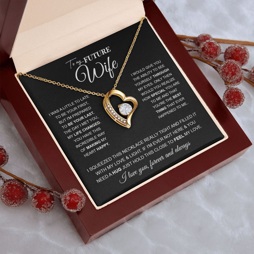 to My Future Wife Necklace Future Wife Gifts, Promise Necklace For Her, Fiance Gifts For Her, Wedding Valentine Gifts For Future Wife With Message Card Box LED, Soulmate Necklace For Women, To My Wife Necklace Forever Love