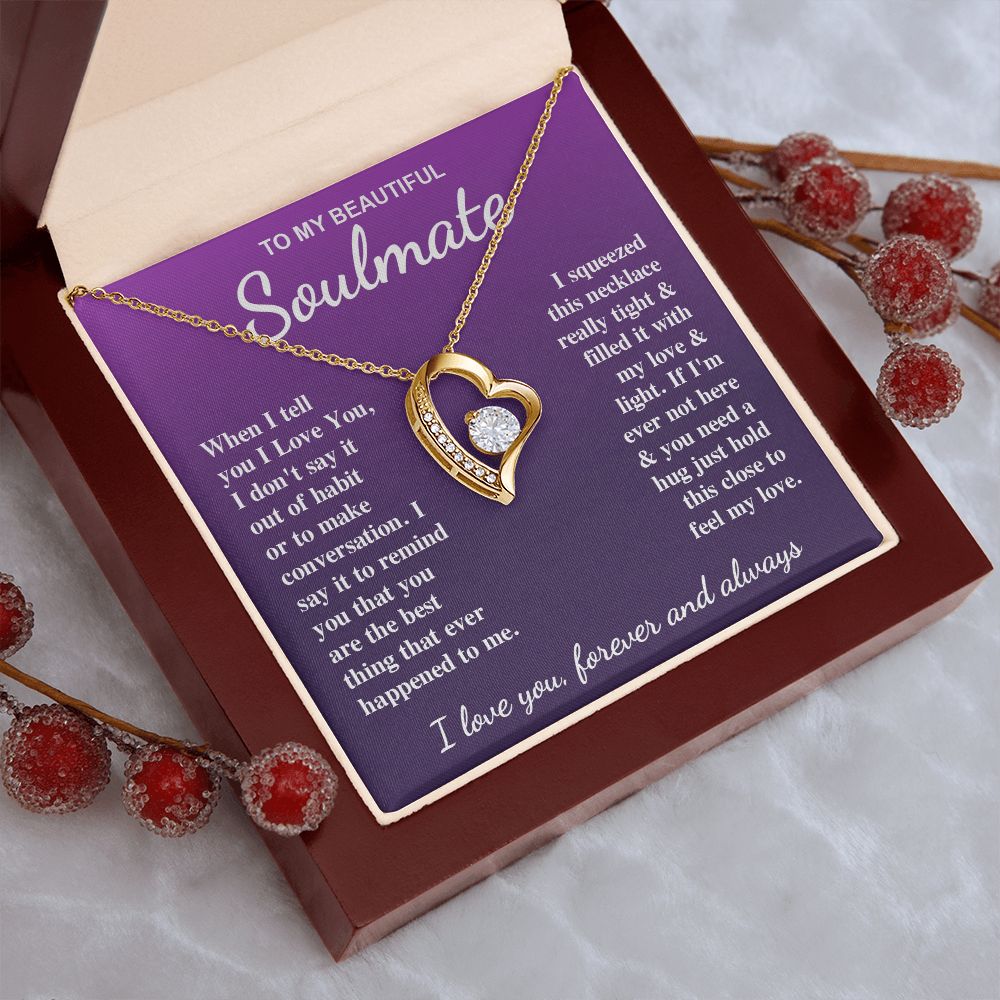 To My Beautiful Soulmate Necklace Gift for Her, Soulmate for Wife Birthday Gifts from Husband, Valentine for Women, Soulmate Gifts, Message Card and Necklace Gifts Box Gift Box Styles on Birthday, Wedding, Anniversary, Valentine Forever Love