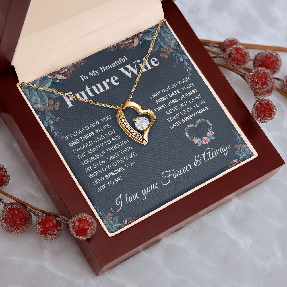 To My Future Wife Necklace My Last Everything, Promise Necklace For Her, Fiance Gift For Her, Wedding Gifts For Future Wife With Message Card Box LED, Soulmate Necklace For Women, To My Wife Necklace Forever Love