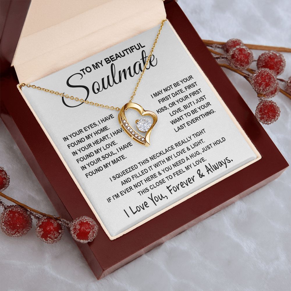 To My Beautiful Soulmate Necklace, Soulmate Jewelry For Women, Wife Necklace From Husband, Wife Birthday Gifts Necklace For Wife, Soulmate Gifts For Her, To My Future Wife Necklace Soulmate Forever Love