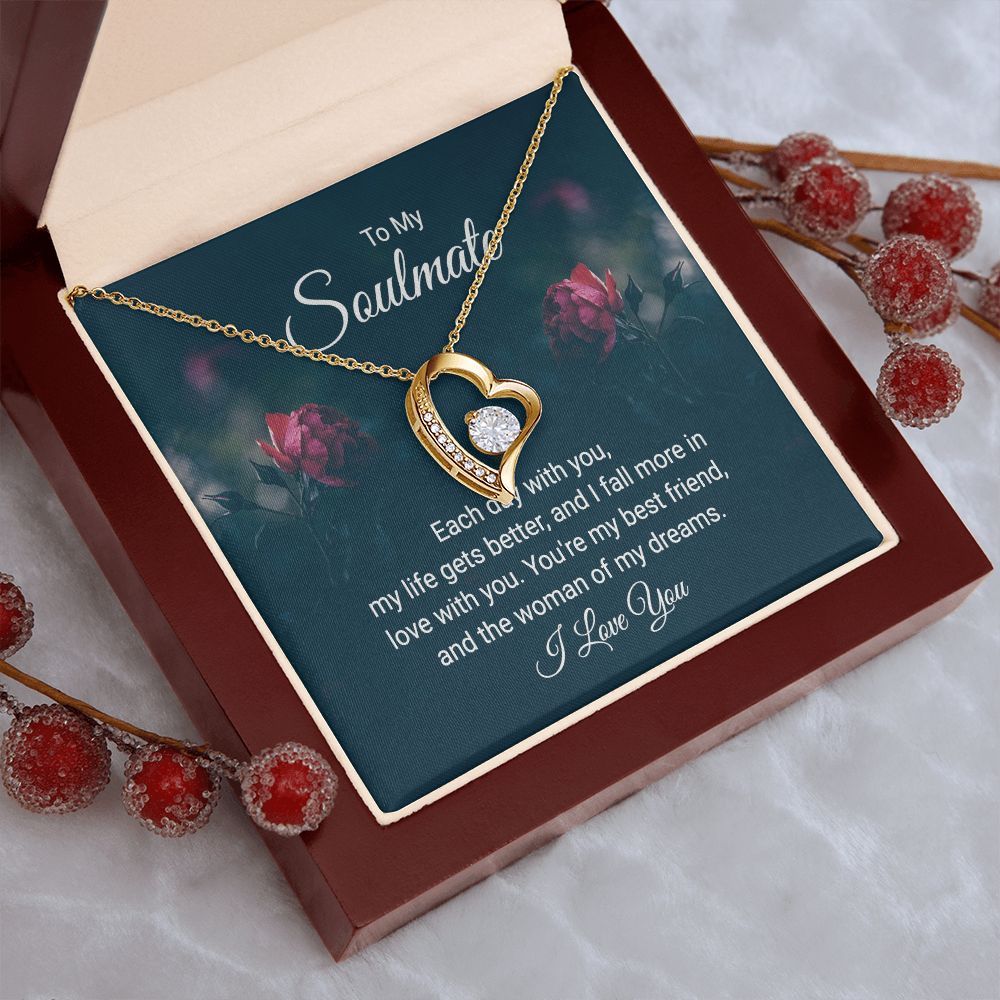 To My Soulmate Necklace for her Jewelry For Her Couples Gifts Necklaces For Soul Mate Christmas Jewelry, Dear Wife, Forever & Always, Love Knot Meaningful Necklace Message Card and Gift Box Styles on Birthday, Christmas, Anniversary Forever Love