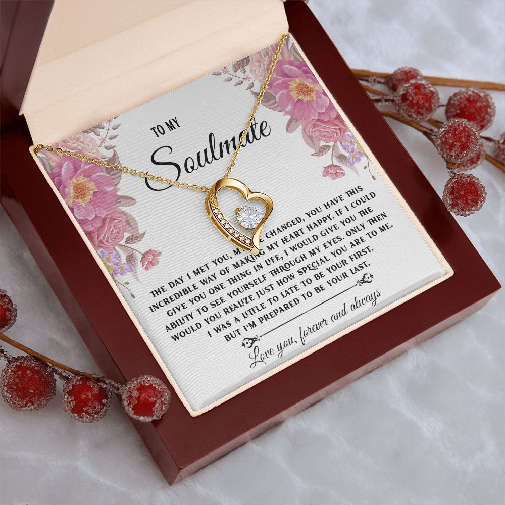 To My Soulmate Necklace, Necklaces For Wife from Husband, Soulmate Necklace to My Beautiful Wife, Necklace For Soulmate with Message Card and Necklace Gift Box Gift Box Styles on Birthday, Christmas, Wedding, Anniversary Forever Love