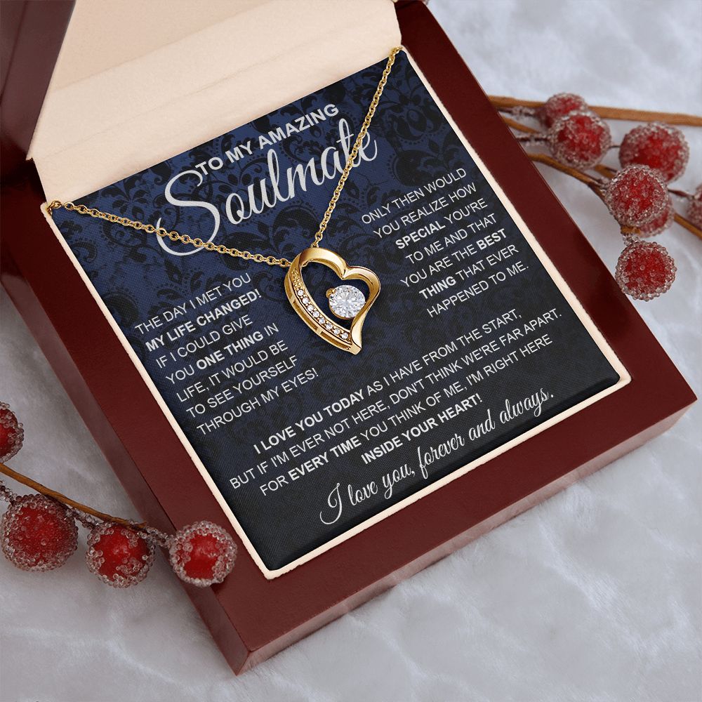 to My Soulmate Necklace, Soulmate Jewelry for Women, Wife Gifts from Husband, Anniversary Necklace for Wife Soulmate Gifts Future Wife Necklace Message Card and Gift Box Styles on Birthday, Wedding, Anniversary, Valentine Forever Love