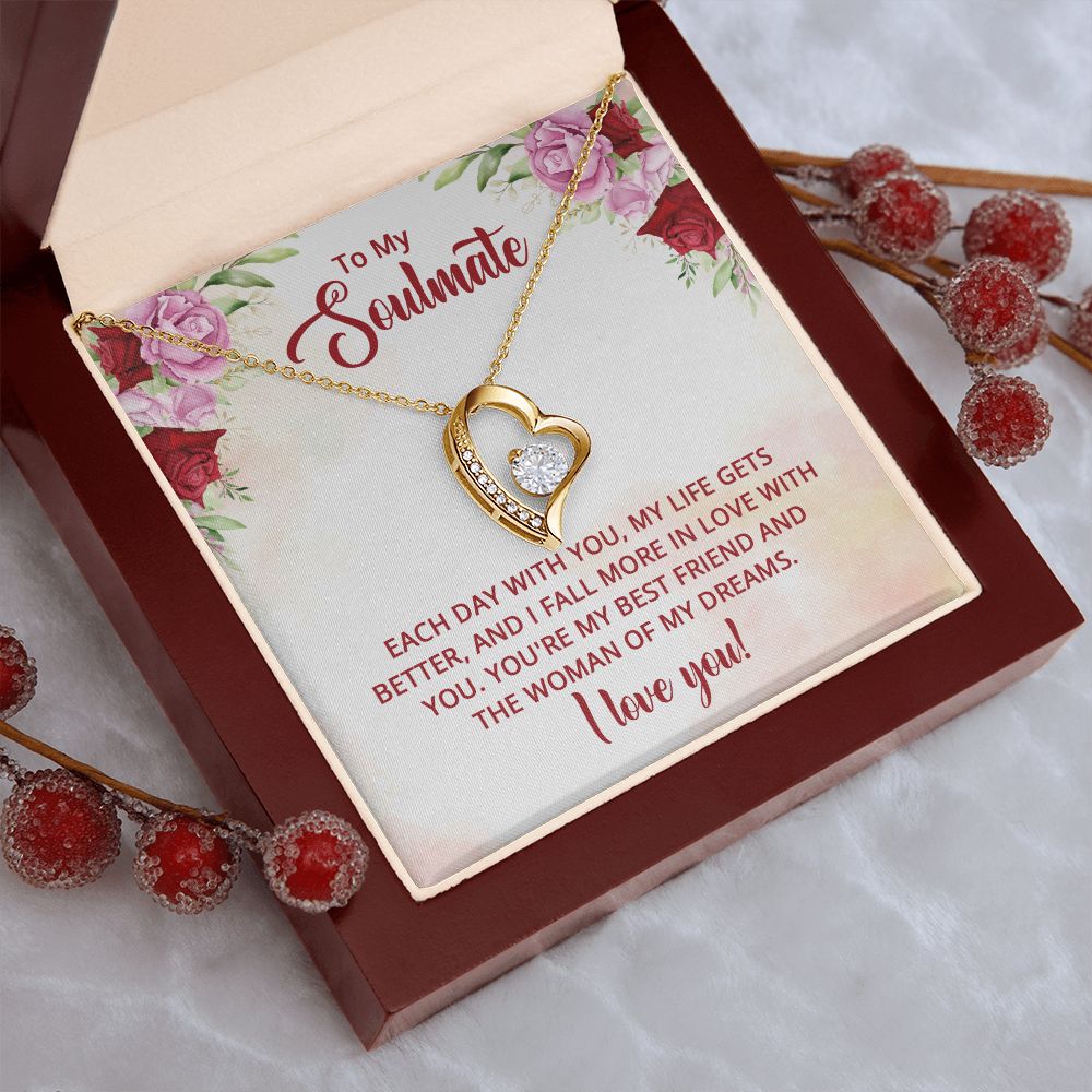 To My Soulmate Necklace I Love You Wife Love Knot Message Card and Box Gift Set for Girlfriend Women from Husband Boyfriend Couples, Meaningful Necklace Message Card and Gift Box Styles on Birthday, Christmas, Anniversary Forever Love