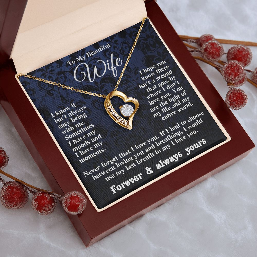 Gifts for Wife Necklace from Husband, Gifts for Wife from Husband, Wedding Gifts for Her Gifts Soulmate Message Card and Necklace Gift Box Gift Box Styles on Birthday, Wedding, Anniversary, Valentine Forever Love