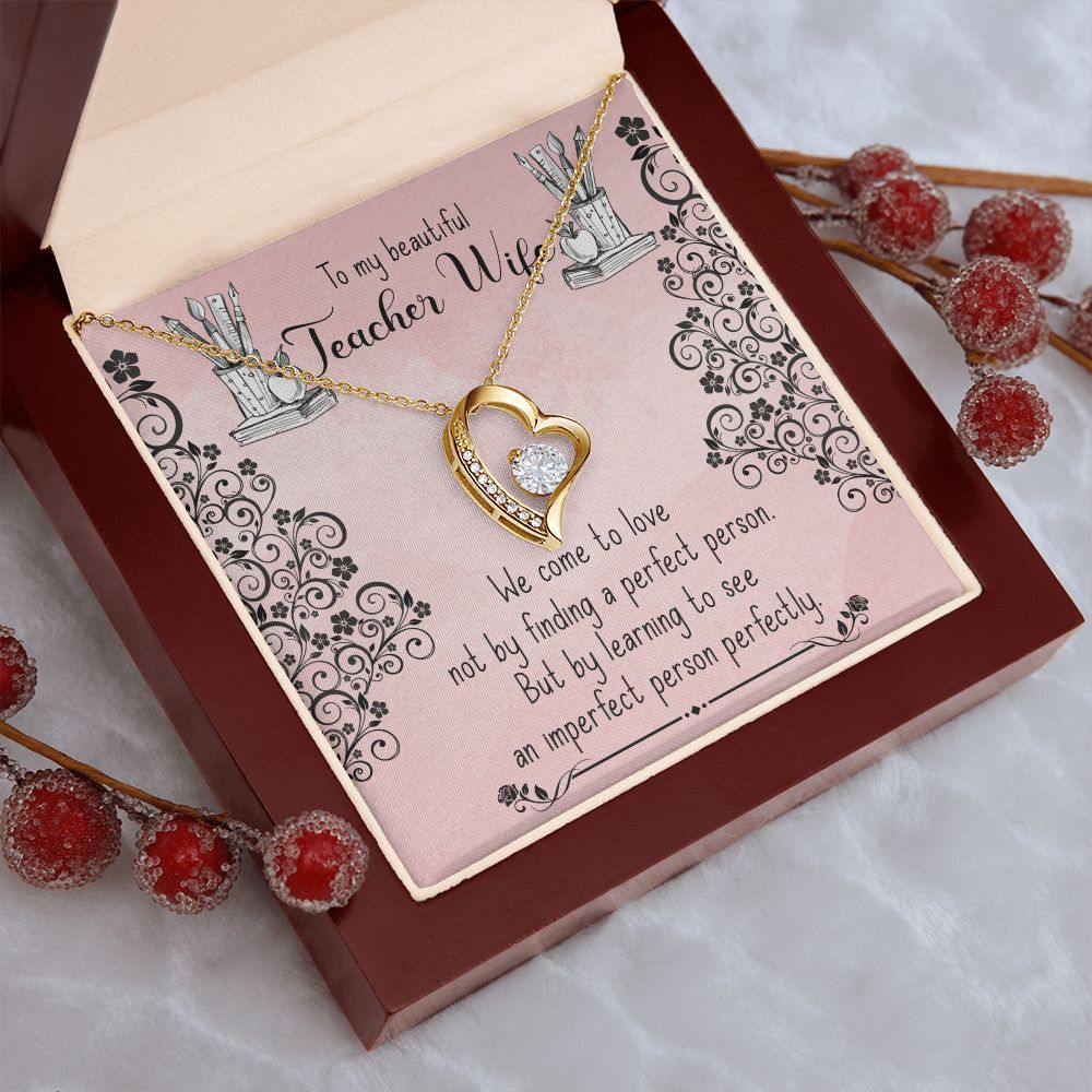 Couples Gifts, Teacher Wife Necklace Gifts From Husband, Wedding Anniversary Jewelry For Wife From Husband, Wife Birthday From Husband, To My Beautiful Wife Girlfriend Message Card and Gift Box styles On Birthday, Christmas, Anniversary  Forever Love