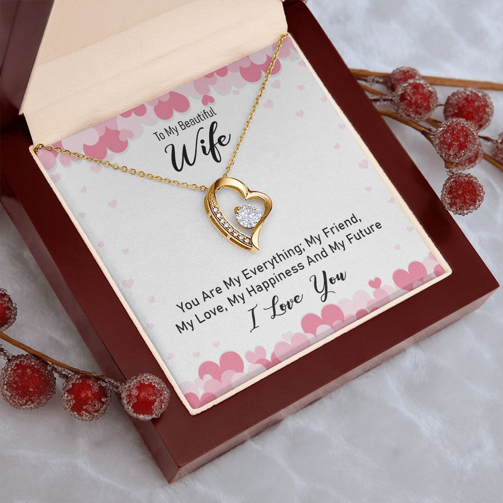 Couples Gifts Necklace To My Beautiful Wife Necklace Gifts For My Wife, I Love You, Love Knot Meaningful Necklace Message Card and Gift Box Styles on Birthday, Christmas, Anniversary Forever Love