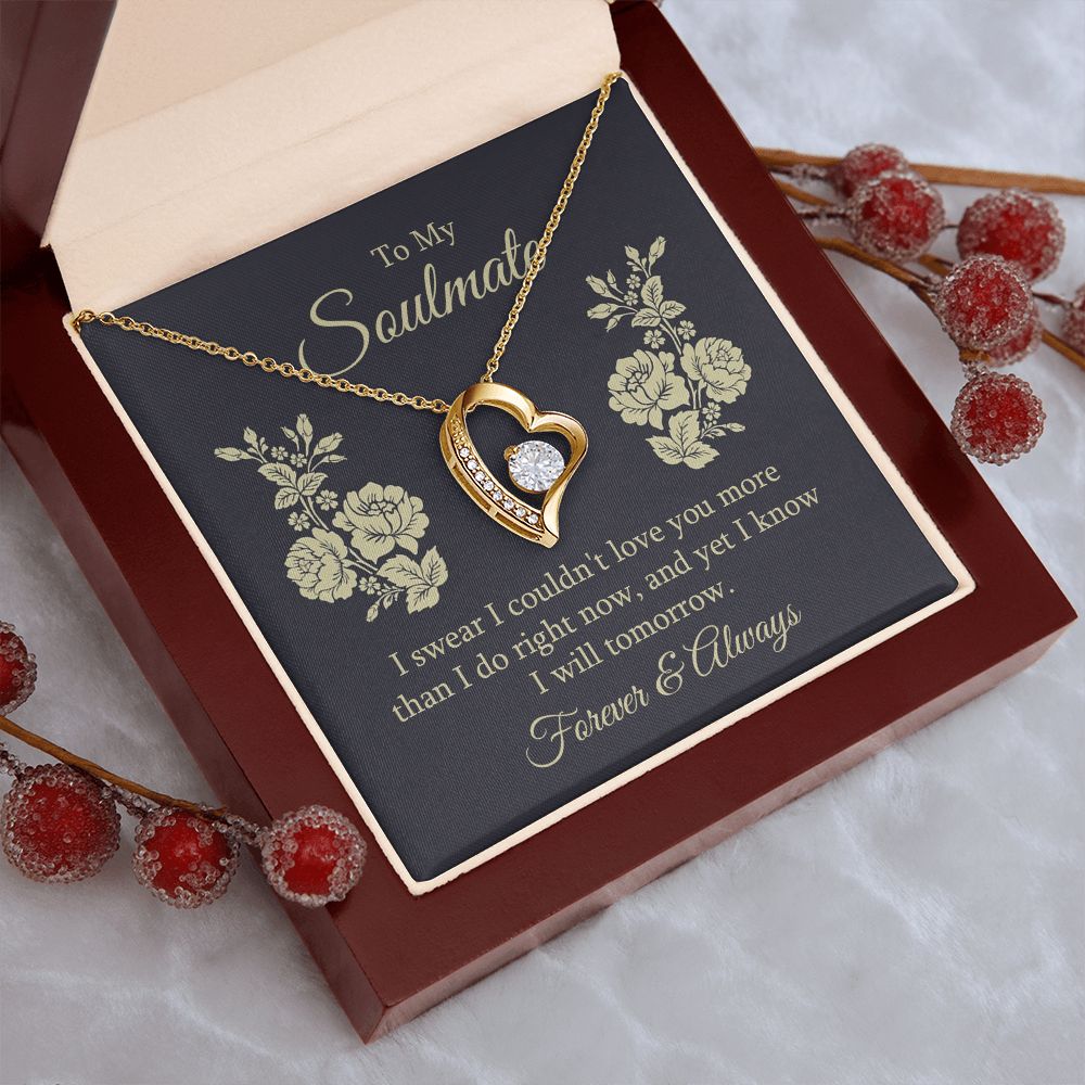 To My Soulmate Necklace for her Jewelry For Her Couples Gifts Necklaces For Soul Mate Christmas Jewelry, Forever & Always, Love Knot Meaningful Necklace Message Card and Gift Box Styles on Birthday, Christmas, Anniversary Forever Love