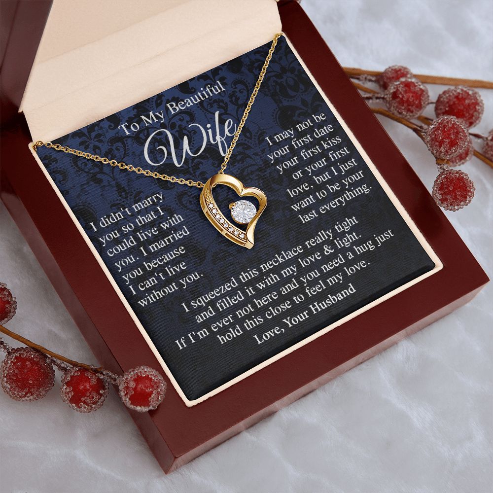 Wife Necklace Gift From Husband, Anniversary Romantic Gifts for Wife from Husband, Wife Valentine Gifts Message Card and Necklace Gifts Box Gift Box Styles on Birthday, Wedding, Anniversary, Valentine Forever Love
