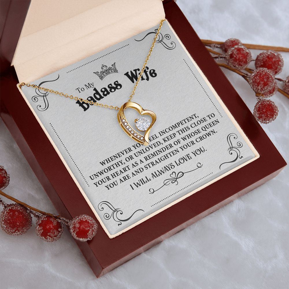 Personalized Valentine Gift For Badass Wife, To My Wife Necklace For Women, Soulmate Necklace, To My Wife Necklace From Husband, Necklace Custom Name Message Card and Gift Box Styles on Birthday, Christmas, Wedding, Anniversary Forever Love