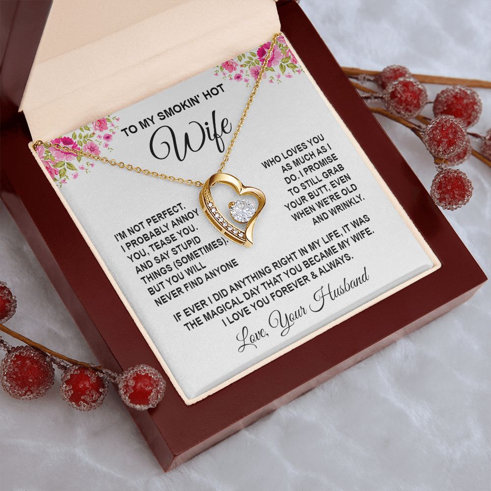 Wife Necklace Gifts from Husband, Wedding Anniversary Gifts for Wife from Husband, Wife Valentine Gifts from Husband, To My Wife Necklace Message Card and Necklace Gifts Box Gift Box Styles on Birthday, Wedding, Anniversary, Valentine Forever Love
