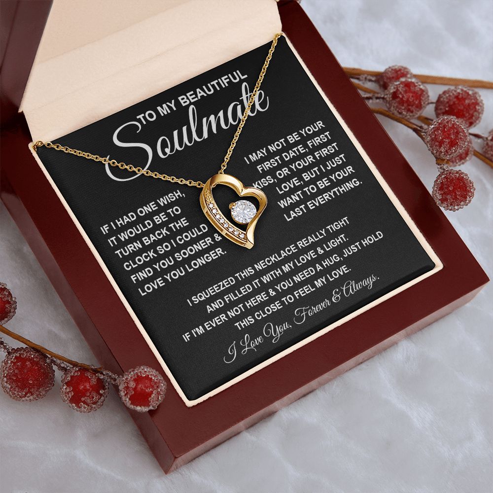To My Beautiful Soulmate Necklace, Soulmate Jewelry For Women, Wife Necklace From Husband, Soulmate Gift For Her, To My Future Wife Necklace Message Card and Necklace Gift Box Gift Box Styles on Birthday, Wedding, Anniversary, Valentine Forever Love