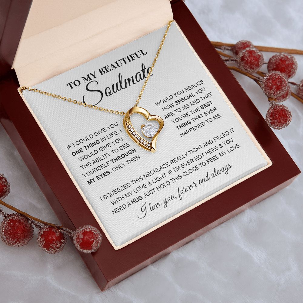 To My Beautiful Soulmate Necklace, Love knot Necklace for Girlfriend, Soulmate Jewelry, Soulmate Necklace, Future Wife Gift, Necklace for Wife from Husband, Necklace Message Card and Gift Box Styles on Birthday, Christmas, Wedding, Anniversary Forever Lov