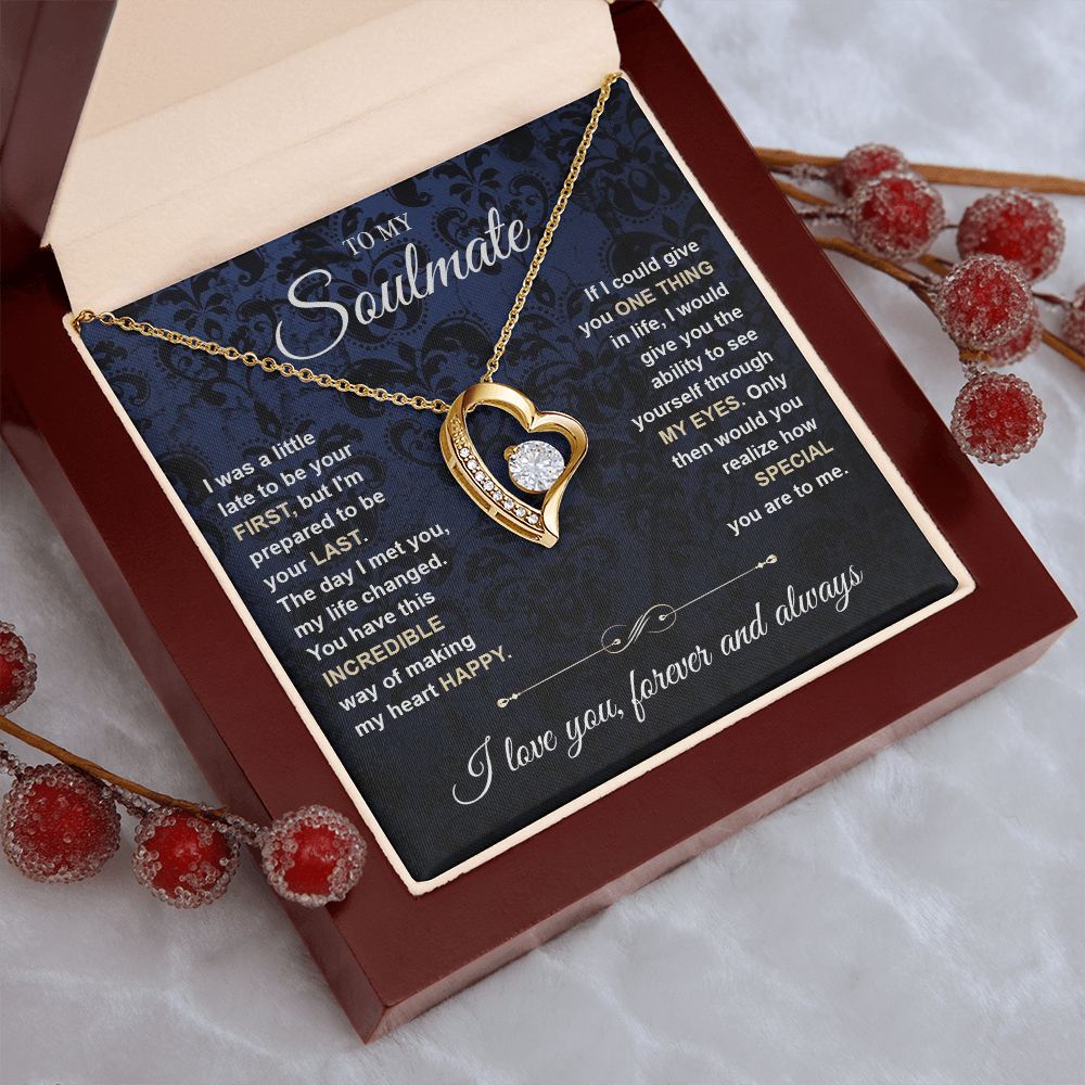 To My Soulmate Necklace for Women, Necklaces Gift For Wife from Husband, Soulmate Jewelry to My Future Wife Necklace and Necklace For Girlfriend with Message Card and Necklace Gift Box Gift Box Styles on Birthday, Christmas, Wedding, Anniversary Forever L