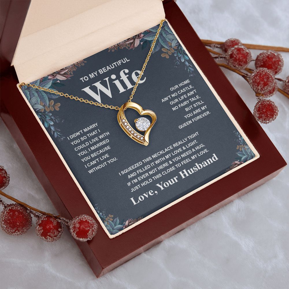 Wife Necklace Gift From Husband To My Badass Wife Valentines Days Anniversary Jewelry with Message Card and Gift Box. Gift for Wife. Necklace Gift Set for Wife Message Card and Necklace Gifts Box Gift Box Styles Forever Love