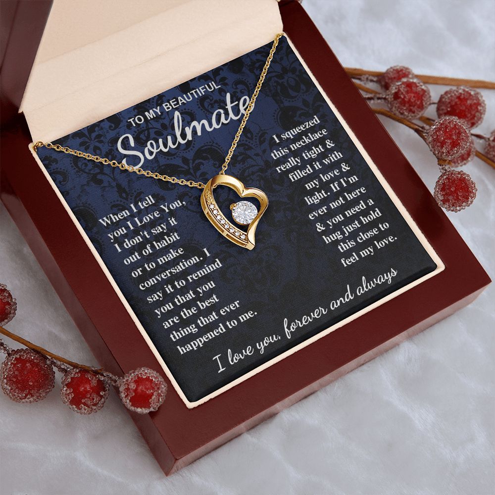 To My Beautiful Soulmate Necklace Gift for Her, Soulmate for Wife Birthday Gifts from Husband, Wedding for Women, Soulmate Gifts, Message Card and Necklace Gifts Box Gift Box Styles on Birthday, Wedding, Anniversary, Valentine Forever Love