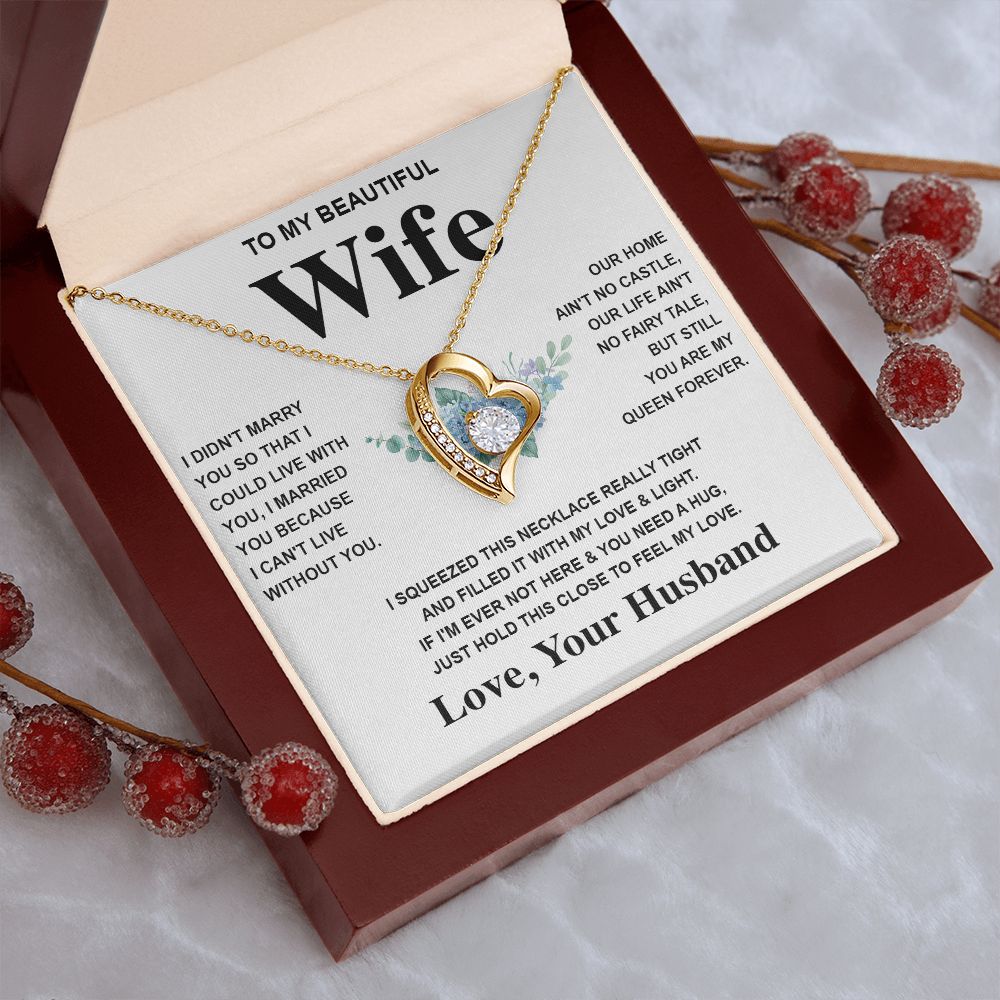 Wife Necklace Gift From Husband To My Badass Wife Pendant Valentines Day Anniversary Jewelry with Message Card and Gift Box. Gift for Wife. Necklace Gift Set for Wife Message Card and Necklace Gifts Box Gift Box Styles Forever Love