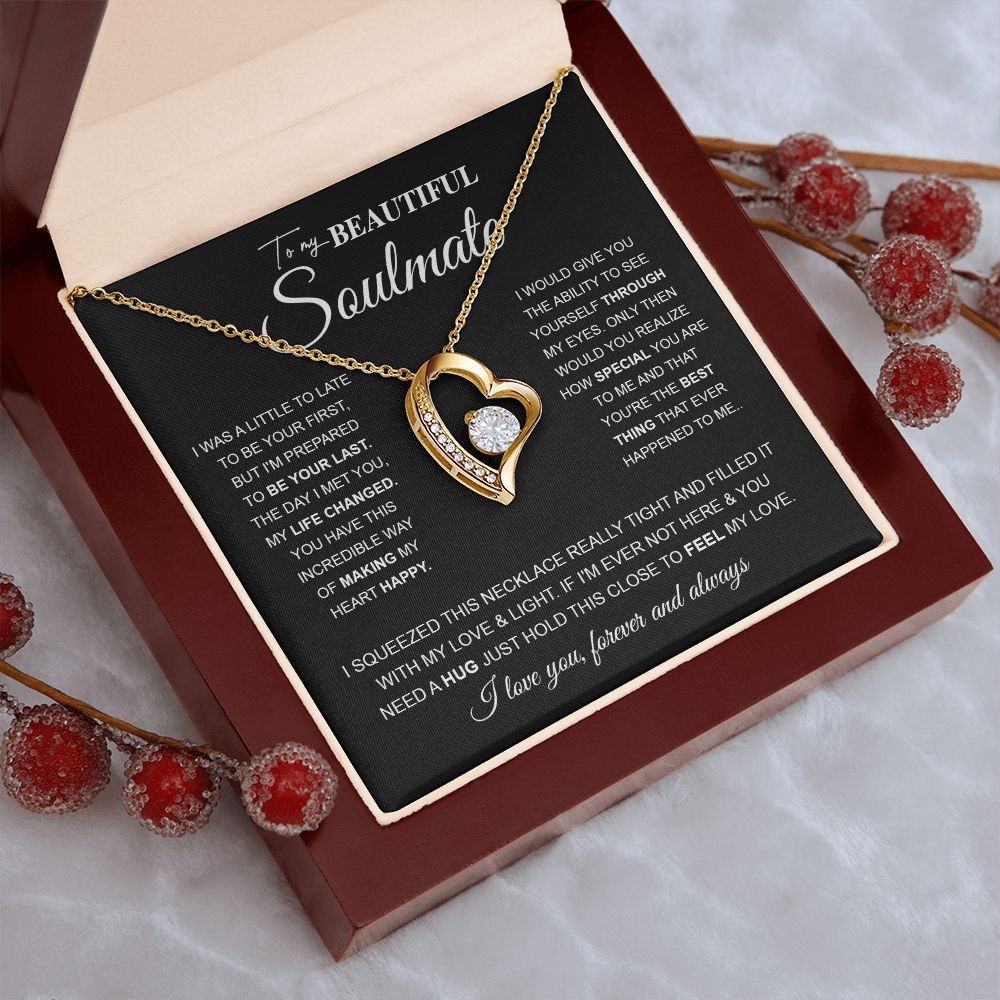 to My Beautiful Soulmate Necklace Future Wife Gifts, Promise Necklace For Her, Fiance Gifts For Her, Wedding Valentine Gifts For Future Wife With Message Card Box LED, Soulmate Necklace For Women, To My Wife Necklace Forever Love