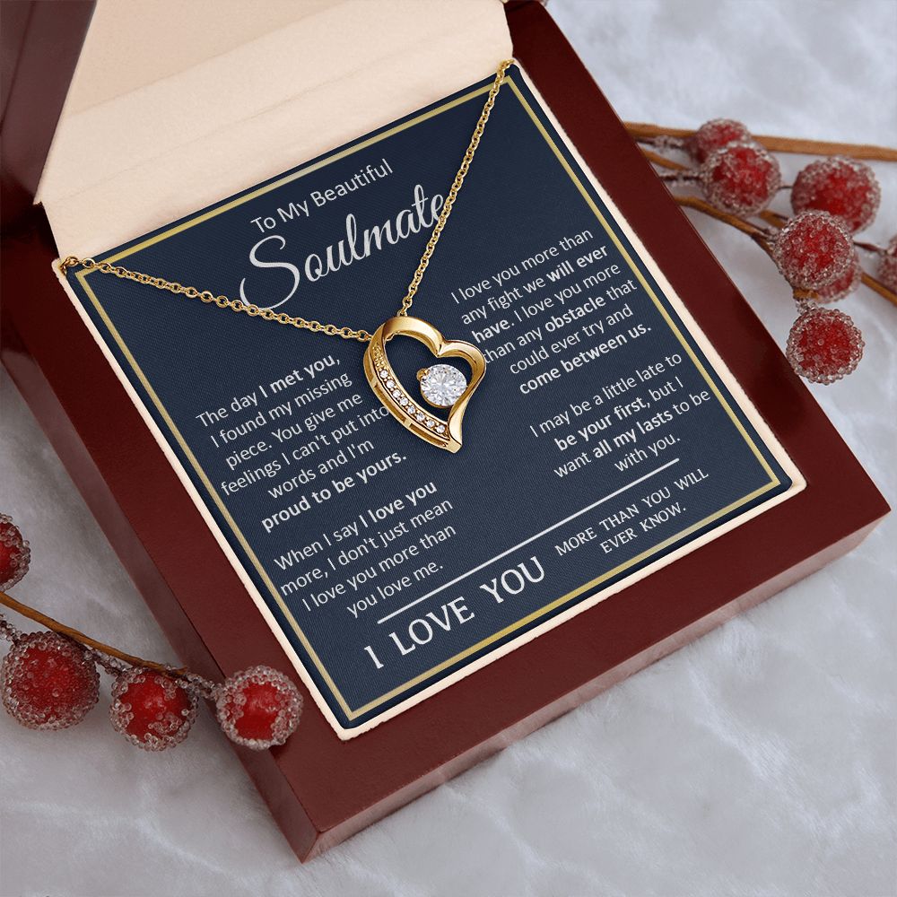 Couples Gifts, My Beautiful Soulmate Necklace Gifts From Husband, Wedding Anniversary For Wife From Husband, To My  Wife Necklace, Necklace Custom Name Message Card and Gift Box Styles on Birthday, Christmas, Wedding, Anniversary Forever Love