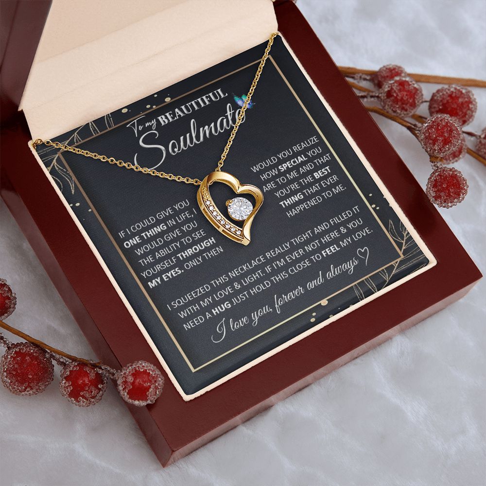 Couples Gifts To My Beautiful Soulmate Necklace From Husband, Wedding For Wife From Husband, Wife Wedding From Husband, To My Wife, Necklace Custom Name Message Card and Gift Box Styles on Birthday, Christmas, Wedding, Anniversary Forever Love