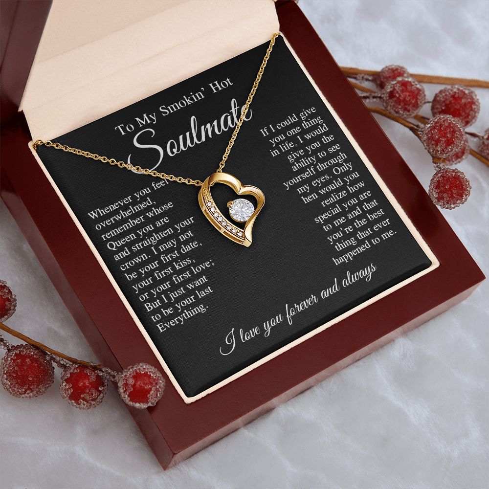 To My Smokin Hot Soulmate Necklace, Valentine Anniversary Jewelry for Women, Anniversary Gifts For Wife From Husband To My Wife Necklace Message Card and Necklace Gift Box Gift Box Styles on Birthday, Wedding, Anniversary, Valentine Forever Love
