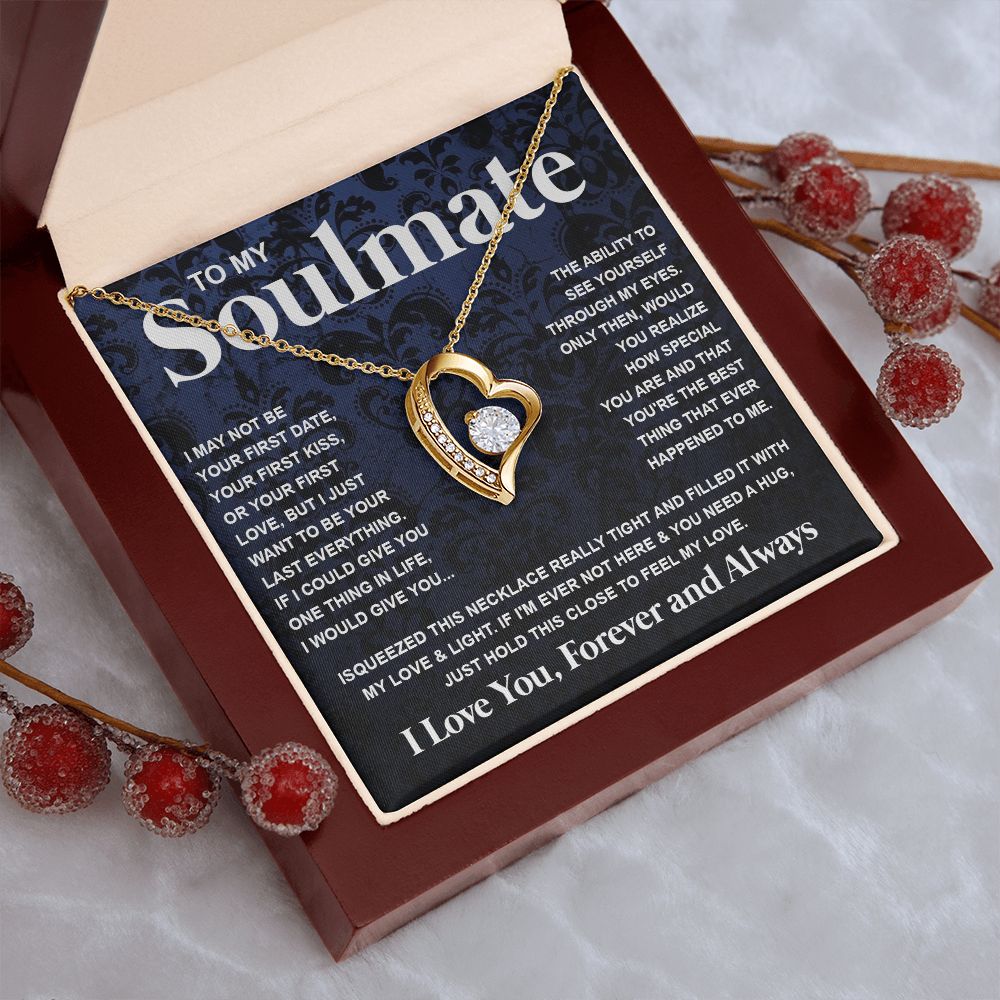 Couples Gifts Necklace To My Soulmate Necklace Anniversary Christmas Jewelry Romantic Gifts For My Wife Pendant Jewelry with Message Card and Box Necklaces for Women Valentines Day Happy Anniversary Wedding Present Forever Love