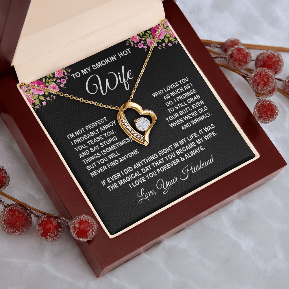 Wife Necklace Gifts from Husband, Wedding Gifts for Wife from Husband, Wife Birthday Gifts from Husband, To My Wife Necklace Message Card and Necklace Gifts Box Gift Box Styles on Birthday, Wedding, Anniversary, Valentine Forever Love