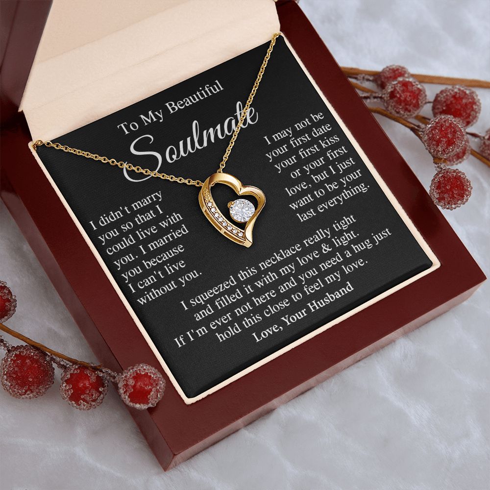 Soulmate Necklace Gift From Husband, Anniversary Romantic Gifts for Wife from Husband, Soulmate Birthday Gifts Message Card and Necklace Gifts Box Gift Box Styles on Birthday, Wedding, Anniversary, Valentine Forever Love