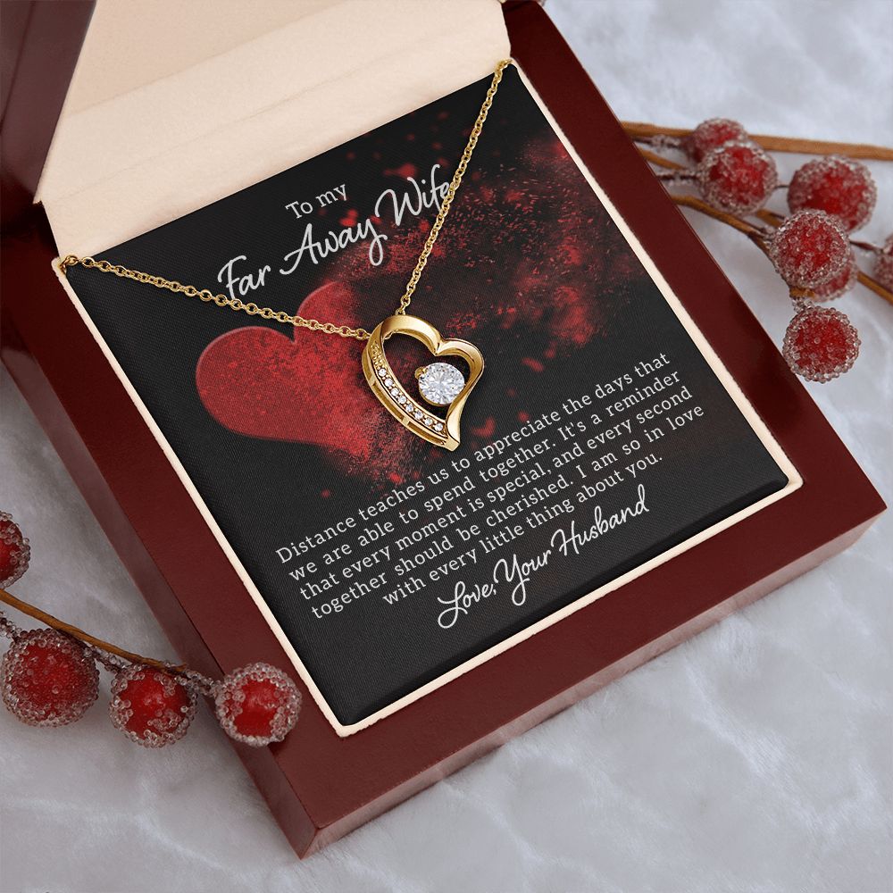 Couples Gifts, Far Away Wife Necklace Gifts From Husband, Wedding Anniversary Jewelry For Wife From Husband, Wife Birthday From Husband, To My Soulmate Message Card and Gift Box styles On Birthday, Christmas, Anniversary  Forever Love