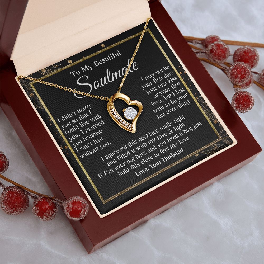 Soulmate Necklace Gift From Husband, Anniversary Romantic Gifts for Soulmate from Husband, Wife Wedding Gifts Message Card and Necklace Gifts Box Gift Box Styles on Birthday, Wedding, Anniversary, Valentine Forever Love