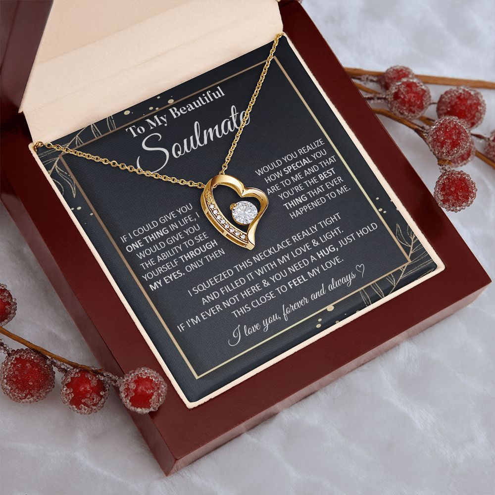 Couples Gifts To My Beautiful Soulmate Necklace From Husband, Anniversary For Wife From Husband, Wife Wedding From Husband, To My Wife, Necklace Custom Name Message Card and Gift Box Styles on Birthday, Christmas, Wedding, Anniversary Forever Love