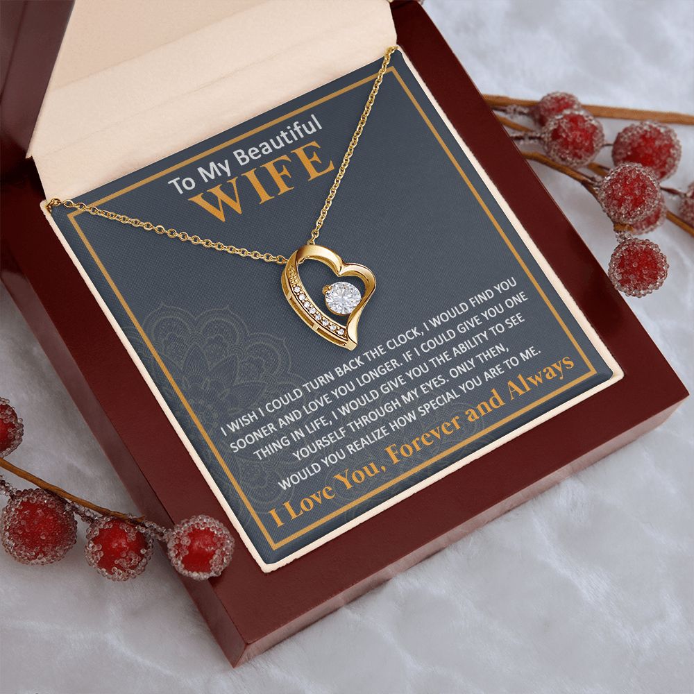 Couples Gifts, To My Beautiful Wife Necklace From Husband, Wedding Anniversary For Wife From Husband, Wife Wedding From Husband, To My Wife, Necklace Custom Name Message Card and Gift Box Styles on Birthday, Christmas, Wedding, Anniversary Forever Love